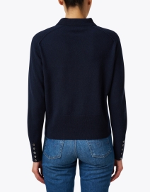 Back image thumbnail - Repeat Cashmere - Navy Cashmere Collared Sweater