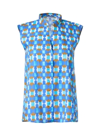 Blue Geo Print Cotton Top
