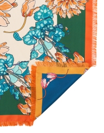Fabric image thumbnail - Franco Ferrari - Maggiore Reversible Green and Blue Floral Print Silk Scarf