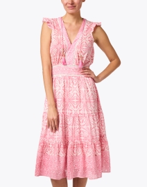 Front image thumbnail - Bell - Annabelle Pink Print Cotton Silk Dress