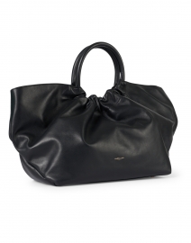 Back image thumbnail - DeMellier - Los Angeles Black Smooth Leather Ruched Tote