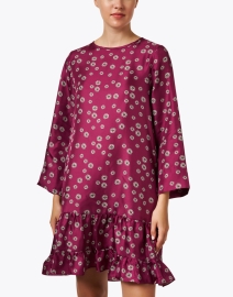 Front image thumbnail - Rosso35 - Burgundy Floral Silk Dress