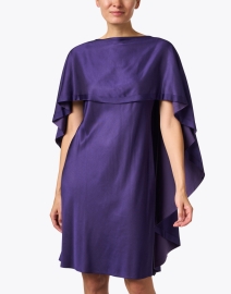 Front image thumbnail - Jason Wu Collection - Purple Crepe Cape Sheath Dress