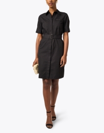 Look image thumbnail - Lafayette 148 New York - Black Cotton Belted Shirt Dress