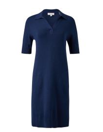 Navy Cotton Cashmere Polo Dress