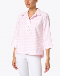 Front image thumbnail - Hinson Wu - Aileen Soft Pink and White Striped Shirt