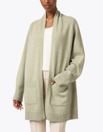 Front image thumbnail - Repeat Cashmere - Green Cashmere Cardigan