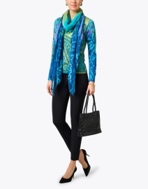 Look image thumbnail - Pashma - Blue and Green Paisley Print Cashmere Silk Sweater