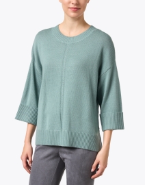 Front image thumbnail - Repeat Cashmere - Green Merino Pullover Sweater
