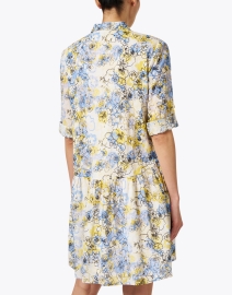 Back image thumbnail - Ro's Garden - Deauville Blue and Yellow Print Shirt Dress