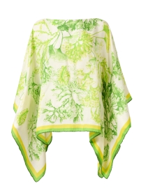 Product image thumbnail - Rani Arabella - Lime Coral Print Cashmere Silk Poncho