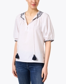 Front image thumbnail - Figue - Frankie White Embroidered Cotton Blouse