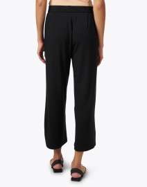 Back image thumbnail - Eileen Fisher - Black Jersey Wide Leg Cropped Pant
