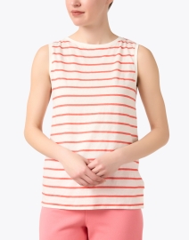 Front image thumbnail - Majestic Filatures - Coral and White Striped Linen Top