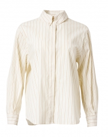 Peserico - Beige and Hazel Stripe Stretch Cotton Shirt