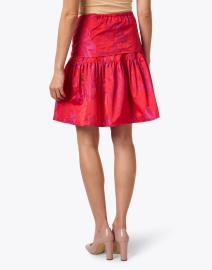 Back image thumbnail - Finley - Red and Pink Jacquard Print Skirt