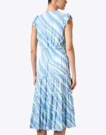 Back image thumbnail - Sail to Sable - Blue Striped Tiered Dress