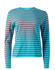 Turquoise and Red Striped Top