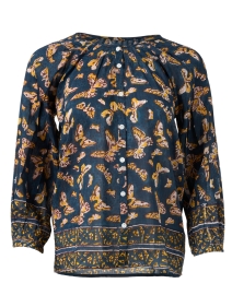 Product image thumbnail - Bell - Courtney Yellow and Green Butterfly Print Top