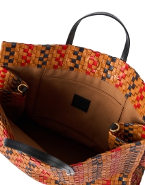 Back image thumbnail - Clare V. - Brown Striped Woven Checker Leather Tote