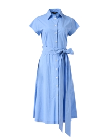 Blue Stretch Poplin Shirt Dress