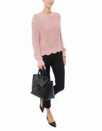 Ariella Pink Cotton Textured Sweater