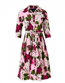 Audrey Pink Floral Print Stretch Cotton Dress