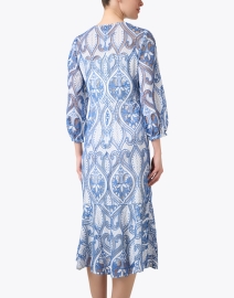 Back image thumbnail - Shoshanna - Adella Ivory and Blue Embroidered Dress