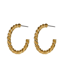 Product image thumbnail - Ben-Amun - Gold Torsade Hoop Earrings