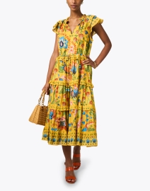 Look image thumbnail - Farm Rio - Yellow Multi Print Cotton Dress
