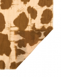 Back image thumbnail - Amato - Camel Abstract Print Wool Silk Scarf