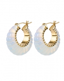 Product image thumbnail - Loeffler Randall - Bernadine White Moonstone with Gold Hoop Earrings
