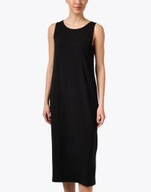 Front image thumbnail - Eileen Fisher - Black Stretch Jersey Knit Dress