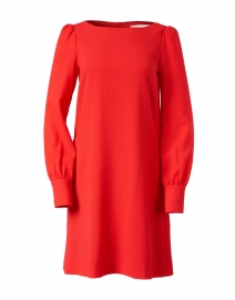 Nicola Red Wool Crepe Long Sleeve Dress