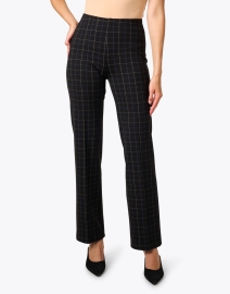 Front image thumbnail - Peace of Cloth - Jules Navy Plaid Knit Pull On Pant