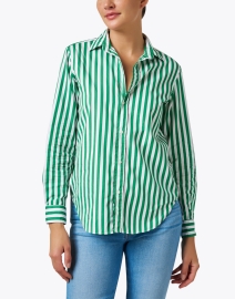 Front image thumbnail - Frank & Eileen - Frank Green and White Striped Cotton Shirt