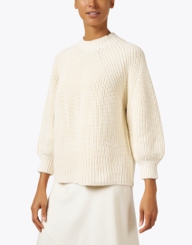 Front image thumbnail - Apiece Apart - Cream Cotton Ribbed Sweater