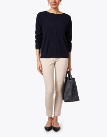 Look image thumbnail - Repeat Cashmere - Navy Chevron Cashmere Sweater