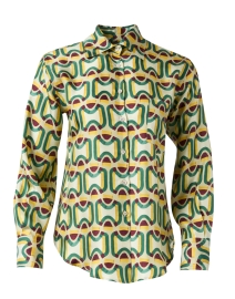 Product image thumbnail - Seventy - Green Multi Print Button Up Shirt