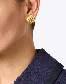 Look image thumbnail - Ben-Amun - Gold Textured Disc Clip Earrings