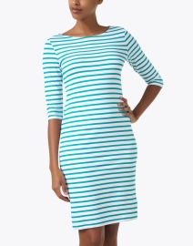 Front image thumbnail - Saint James - Propriano Green and White Striped Dress