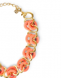 Fabric image thumbnail - Kenneth Jay Lane - Coral and Gold Resin Rings Link Necklace