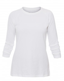 White Pima Cotton Ruched Sleeve Tee