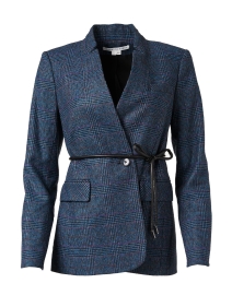 Product image thumbnail - Veronica Beard - Wilshire Blue Plaid Belted Dickey Jacket