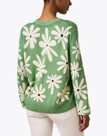 Back image thumbnail - Chinti and Parker - Green Daisy Intarsia Wool Cashmere Sweater