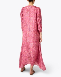Back image thumbnail - Chufy - Mila Pink Print Silk Maxi Dress