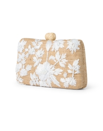 Front image thumbnail - SERPUI - Charlotte Tan Floral Embroidered Clutch