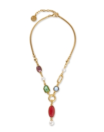 Gold Pearl and Stone Necklace