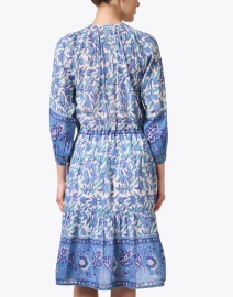 Back image thumbnail - Bell - Colette Blue and Green Printed Cotton Silk Dress
