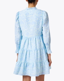 Back image thumbnail - Sail to Sable - Blue Printed Silk Blend Dress
